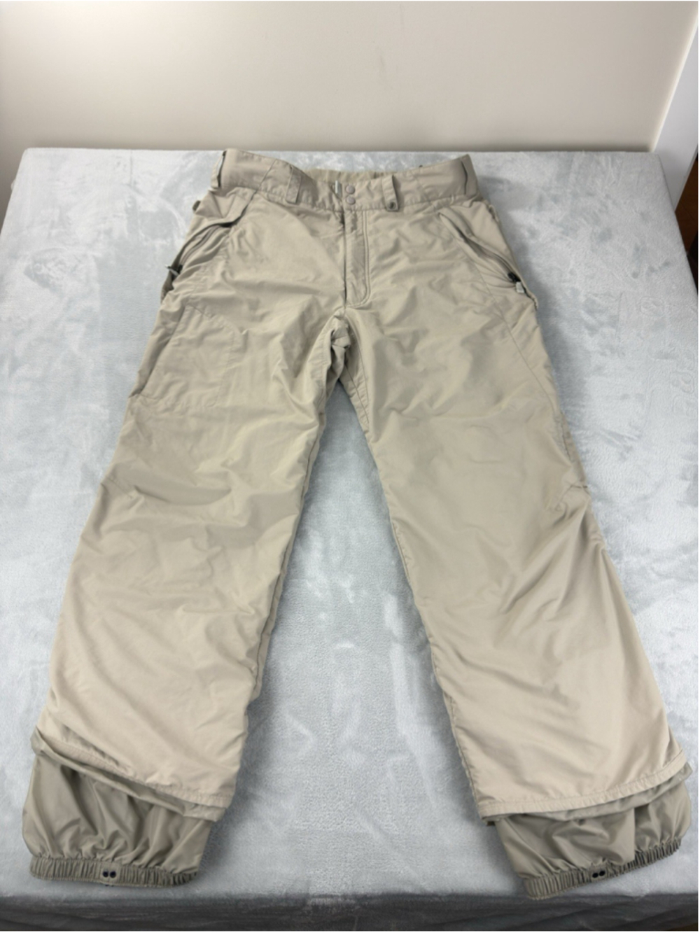 Burton Mens Size XL Beige/Tan 100% Nylon Flared High Rise Snowboard Pants